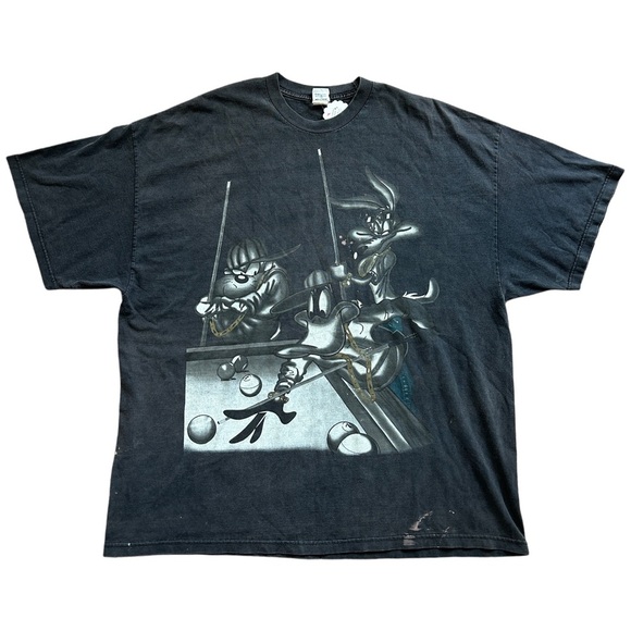 Warner Bros 90s MFD by Freeze Looney Tunes Cartoon Pool Gray Graphic T-Shirt 4X - Picture 1 of 11